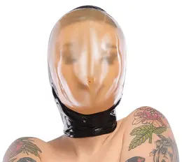 LateX Vacuum Face Mask 0.4mm with Back Zipper Black Latex