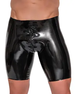 LateX Men's Black Latex Pants with Full-Length Zip S 0.4mm