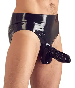 LateX Men's Briefs L with Integrated Textured Latex Sleeve