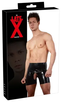 LateX Men's Black Latex Pants XL with Anatomical Front Opening