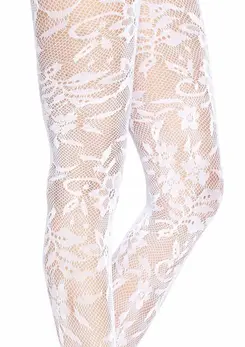 Leg Avenue Seamless Floral Lace Pantyhose - Elegant Pattern, One Size