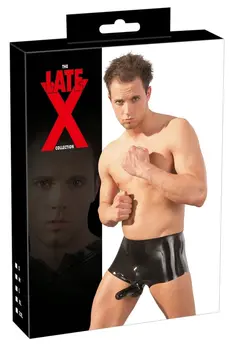 LateX Men's Black Latex Pants with Anatomical Sleeve L/XL