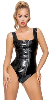 LateX Body L Black Square Neckline Two-Way Zipper 0.35mm