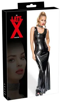 LateX Maxi Dress XL Black Natural Latex Sleek Design 0.35mm