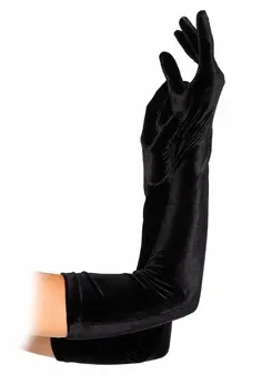 Velvet Opera Length Gloves Black - Elegant Long Velvet Accessory