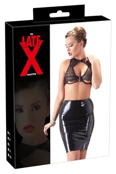 LateX Knee-Length Latex Skirt 2XL, Black, 0.35mm Thick, Fitted Cut