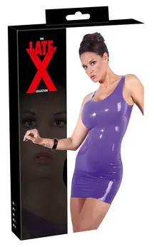 LateX Latex Mini Dress Purple Size L - Sleeveless Second-Skin Fit