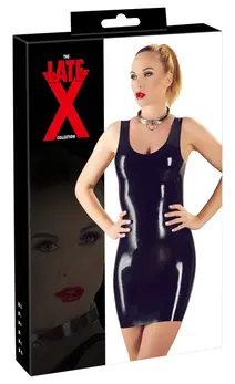 LateX Black Mini Dress XL - Sleek Sleeveless Rubber Look
