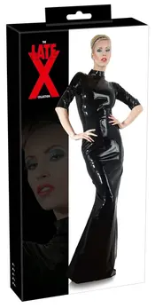 LateX Full-Body Black Latex Dress XL Reversible Zip Design