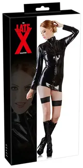 LateX Long Sleeve Shirt with Front Zipper Black 2XL Unisex