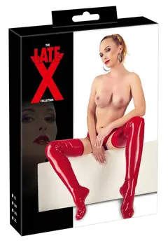 LateX Red Thigh-High Latex Stockings XS - Semi-Transparent Finish