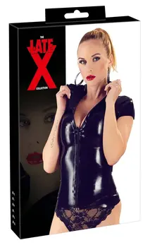 Cottelli Collection Latex Shirt Zip Black XL - Fitted Anatomic Design