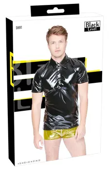 Black Level Polo Shirt L Shiny Black Vinyl Classic Fit