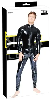 Black Level Vinyl Catsuit S - Shiny 4-Way Stretch Jumpsuit, Black