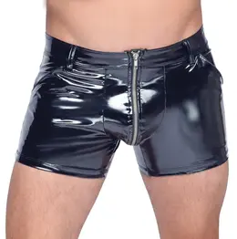 Black Level Vinyl Pants RV 2XL - Shiny Stretch Trousers with Zipper