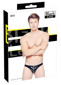 Black Level Vinyl Briefs XL - Shiny 4-Way Stretch Black Underwear