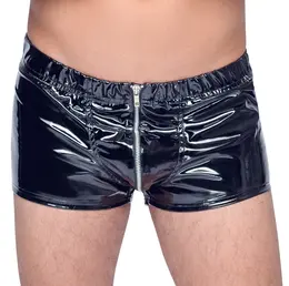 Black Level Vinyl M. Pants RV - Shiny Black, Metal Front Zip, Size M