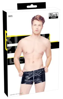 Black Level Vinyl M. Pants RV S - Shiny Black, Metal Zip, Size S