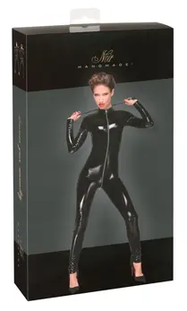 Noir Handmade Jumpsuit Zip L - Shiny Polymer Finish, Long Sleeves