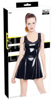 Black Level Vinyl Dress Sleeveless Flared Skirt Black XS