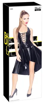 Black Level Halterneck Vinyl Dress 2XL - Elegant Asymmetrical Cut, Black