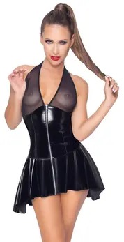 Black Level Vinyl Dress Powernet 2XL - Shiny Black Flared Design