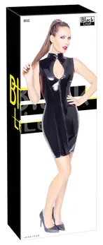 Black Level Vinyl Dress Lacing M - Shiny Sleeveless Fitted Design