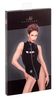 Noir Handmade Vinyl Bodysuit M Black - Front 2-Way Zipper