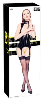 Black Level Vinyl Basque L - Shiny Black, Open Cup, Adjustable Fit