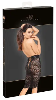 Noir Handmade Powerwetlook & Lace Pencil Skirt Black S Anatomic Fit