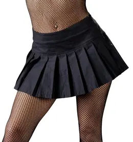 Black Level Pleated Mini Skirt L - Classic Black, Side Zip, Cotton Blend