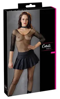 Cottelli Collection Pleated Mini Skirt S Black Cotton Blend