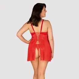 Obsessive Blossmina Chemise Red Plus Size 4XL/5XL Adjustable Straps