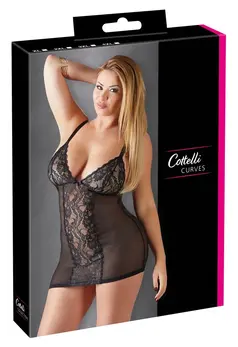 Cottelli Collection Lingerie Dress XL Semi-Transparent Lace Black