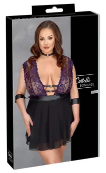 Cottelli Bondage Plus Babydoll Set 3XL Lilac Lace & Accessories