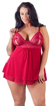 Cottelli Collection Babydoll Red 4XL - Lace Detail, Adjustable Straps