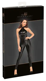 Noir Handmade Rhine S Powerwetlook Jumpsuit with Rhinestone Details