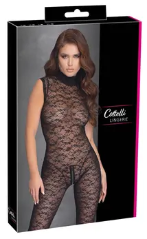 Cottelli Lingerie Lace Jumpsuit L - Soft Transparent Sleeveless Design