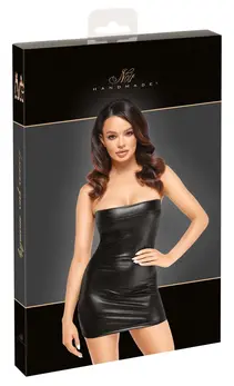 Noir Tube Dress XL Black Crocodile Embossed Wetlook Finish