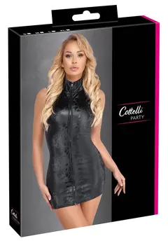 Cottelli PARTY Snake Skin Effect Zip Dress S Matte Black