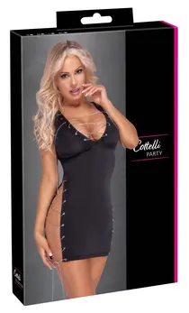 Cottelli Collection Dress M Black with Adjustable Silver Lacing