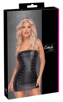 Cottelli Collection Short Strapless Tube Dress Black S Matte Look