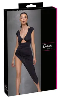 Cottelli Party Dress Model XL Asymmetrical Ruffles Black