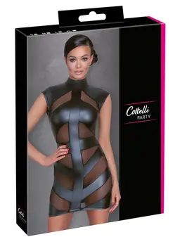 Cottelli PARTY Dress L Black Matte Finish with Powernet Accents