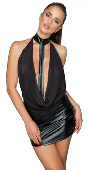 Cottelli Collection Power Wet Look Dress Transparent XL