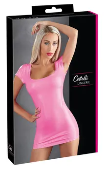 Cottelli Collection Hot Pink Stretch Dress, Wide Neckline, Size M