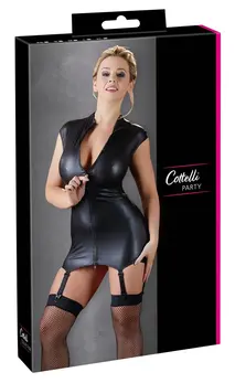 Cottelli Collection Black Mini Dress with Adjustable Suspender Straps M