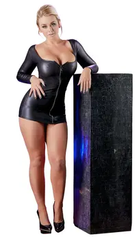 Cottelli Collection Mini Dress M Black with Sparkly Front Zip