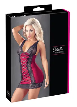 Cottelli Lingerie Sukienka Czerwona z Czarną Koronką XL Regulowana
