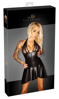 NOIR Handmade Dress XL Two-Way Zip Powerwetlook Black Vinyl Detail